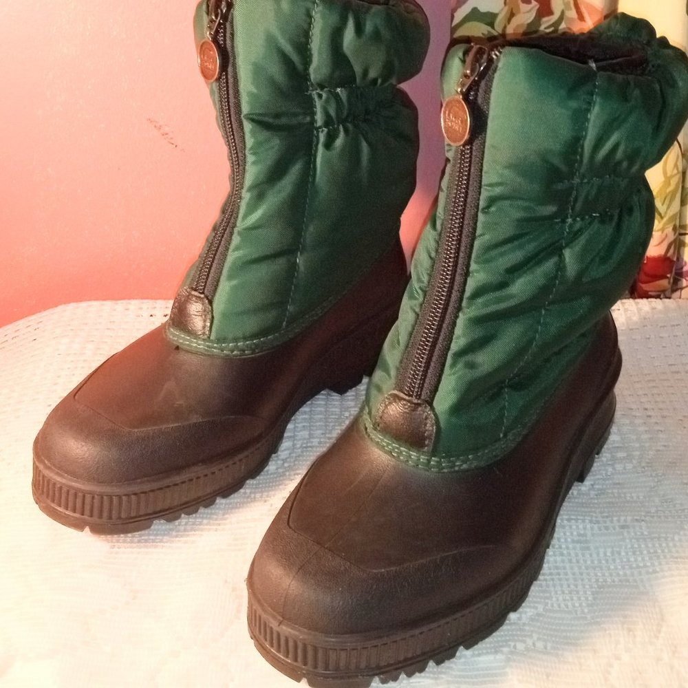 Sorel WINTER HUNTER GREEN RAIN & SNOW INSULATED WATERPROOF ZIP-UP, SIZE 5 BOOTS
